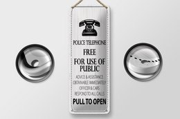 Targa in metallo con scritta 27x10 cm Telefono della polizia Gratuito per l'uso come cartello decorativo pubblico