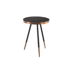 Mesa rincón redonda porcelánico marmol negro