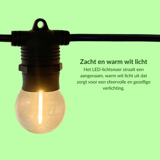 10 meter lysledning + 2 meter tilslutningskabel inklusive 10 LED-lamper