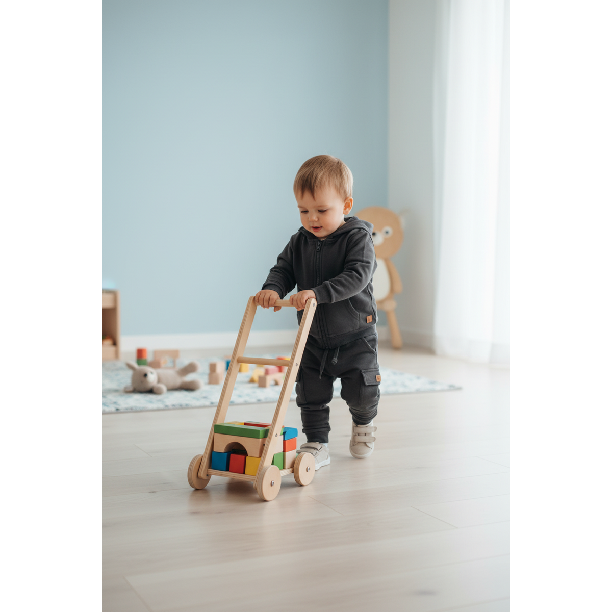 Gilet Little Chiq Baby antracite con cappuccio
