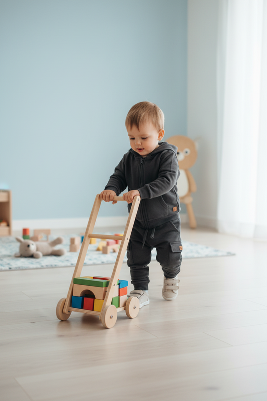 Gilet Little Chiq Baby antracite con cappuccio
