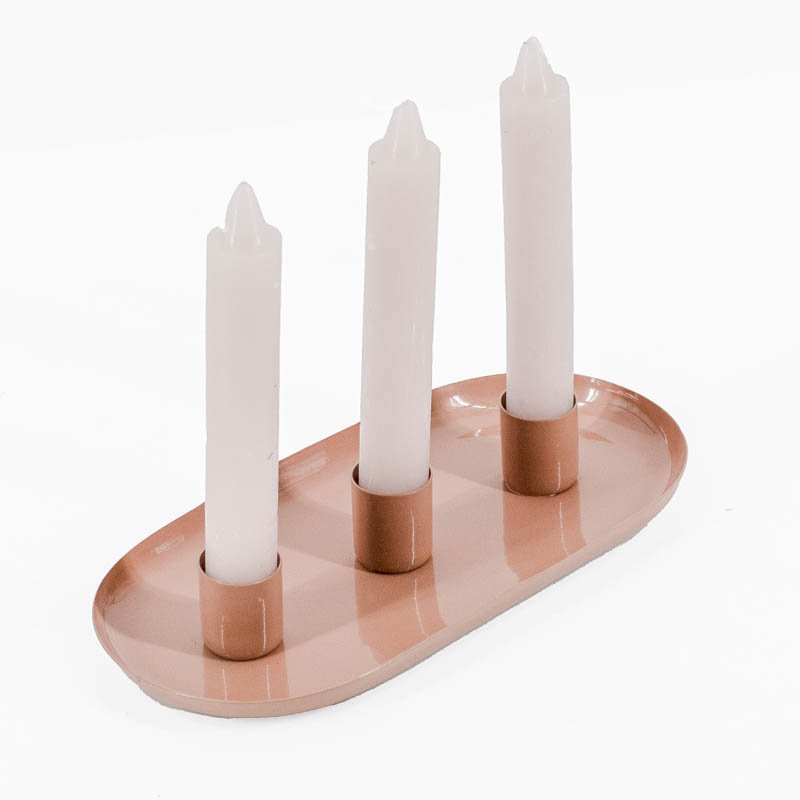 Candle stand Set Oval Pink