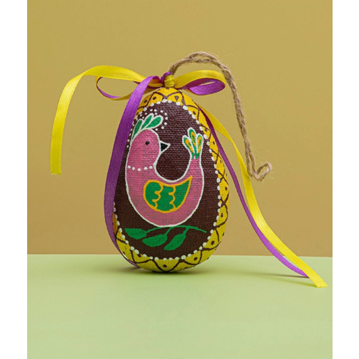 Small bordo Easter Egg with a bird