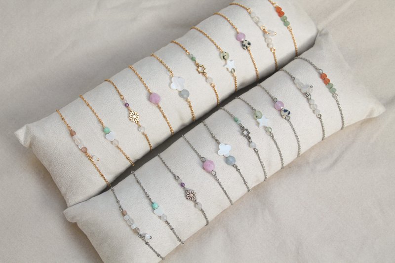 Armbånd Sunstone, Jade & Shell - Guld