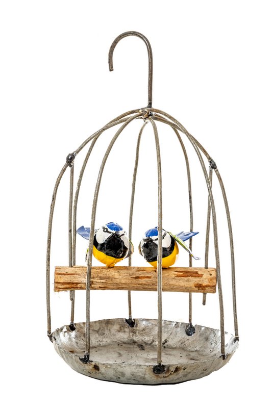 ZIMBA-ARTS METAL COUPLE BLUE TIT HANGING CAGE