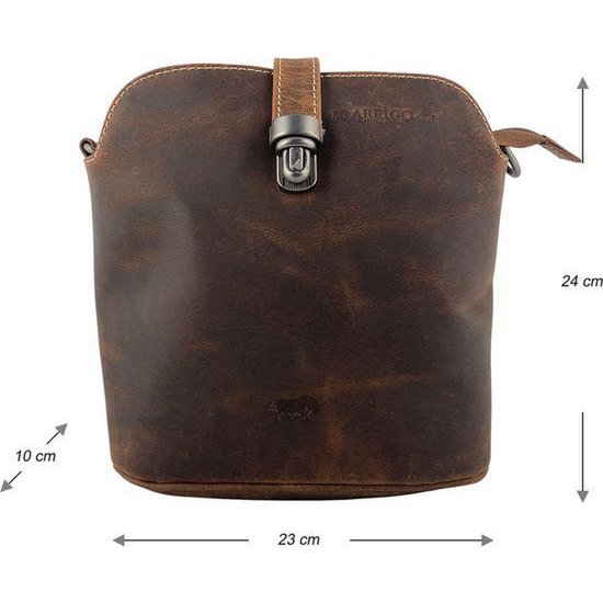 Cognac Buffalo Leder Crossbody -Tasche für Frauen - Umhängetasche mit Büchertaschenverschluss und Vintage -Look, perfekt für einen stilvollen und zeitlosen Look.