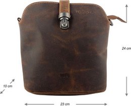 Cognac Buffalo Leder Crossbody -Tasche für Frauen - Umhängetasche mit Büchertaschenverschluss und Vintage -Look, perfekt für einen stilvollen und zeitlosen Look.