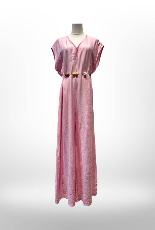 Lang Jumpsuit-kjole med perlebælte - VISCOSE - 8800