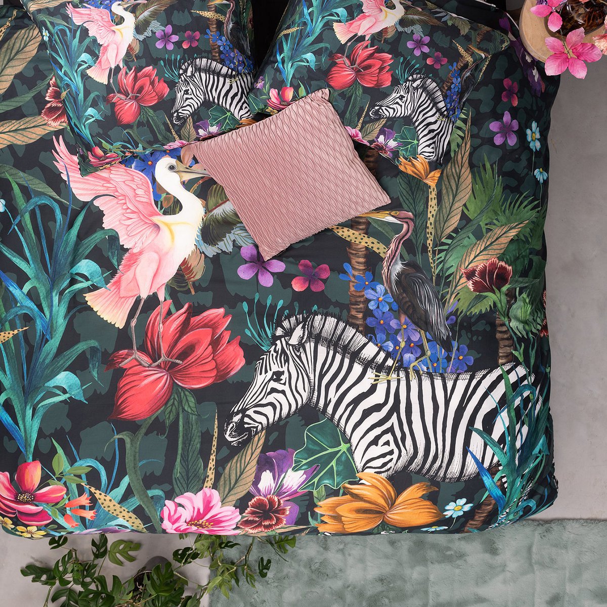 Melli Mello Jungle Fever Dekbedovertrek | Tropisch Botanisch | Katoensatijn