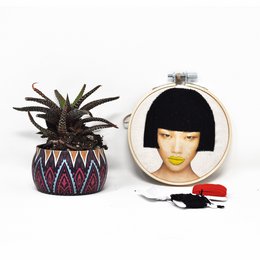 Handmade Embroidery Hoop Wall Art - Fashion Collection - Textile Wall Decoration (10cm)