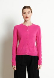 LILLY 4 Kaschmir-Cardigan mit Rundhalsausschnitt in Indischrosa