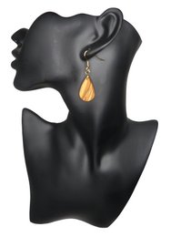 Boucles d'oreilles pendantes en forme de goutte en bois d'olivier remarquablement maîtrisé, très léger, surface huilée mate