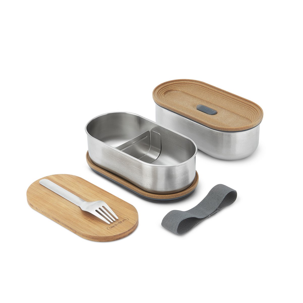 NERO + BLUM Portapranzo Bento Inox | Emillabile | 2x500ml | Gris