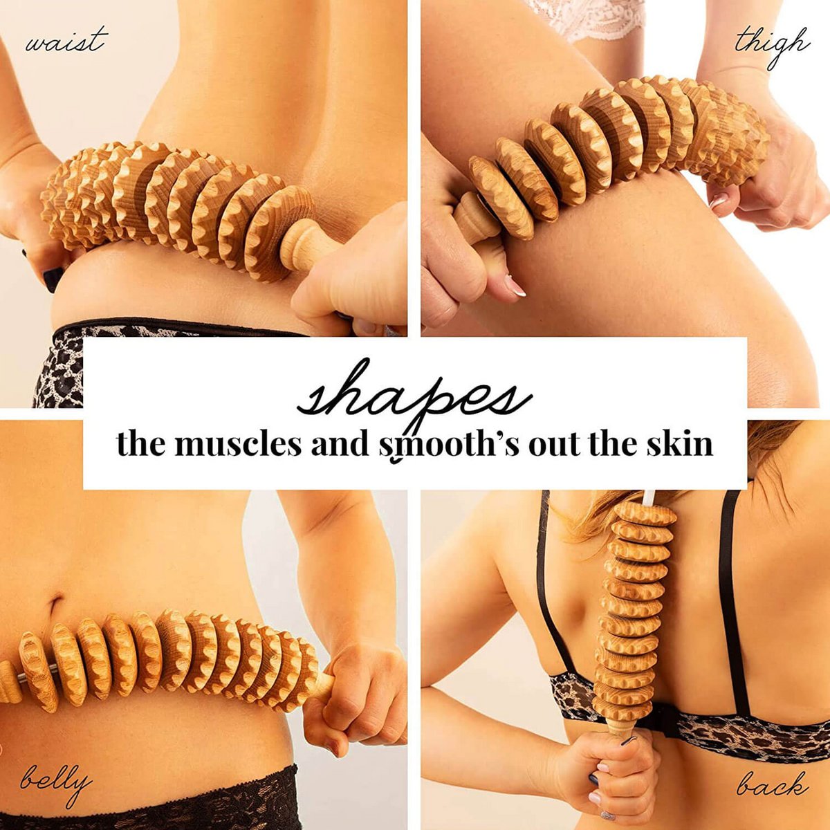 Flexi Wooden Cellulite Massage Roller Lymphatic Drainage Massager Maderotherapy