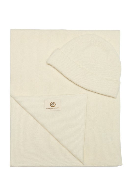 ARTEMIS BEANIE & SCARF WOOL SET ECRU-ECRU