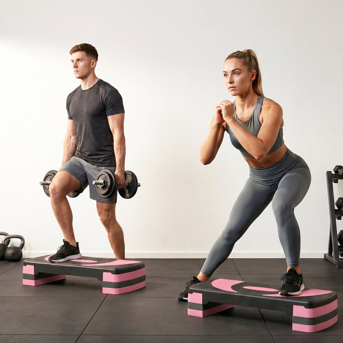Aerobic stepper 3-stage height adjustable 80 x 31 x 20 cm black + gray
