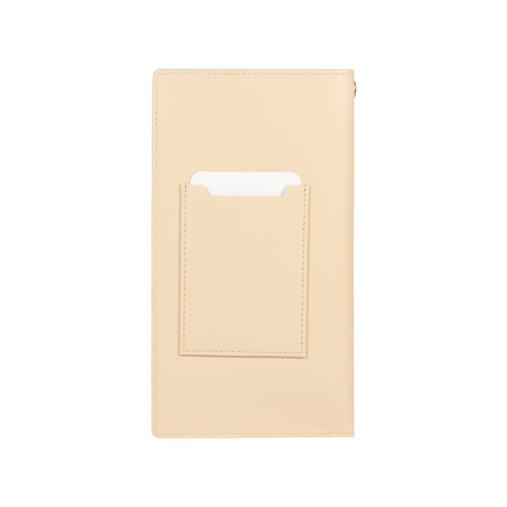 RB1087AL | Brillen-/Smartphone-Halter mit Schultergurt, hergestellt in Italien aus echtem, glattem, mattem Leder. Beige Farbe