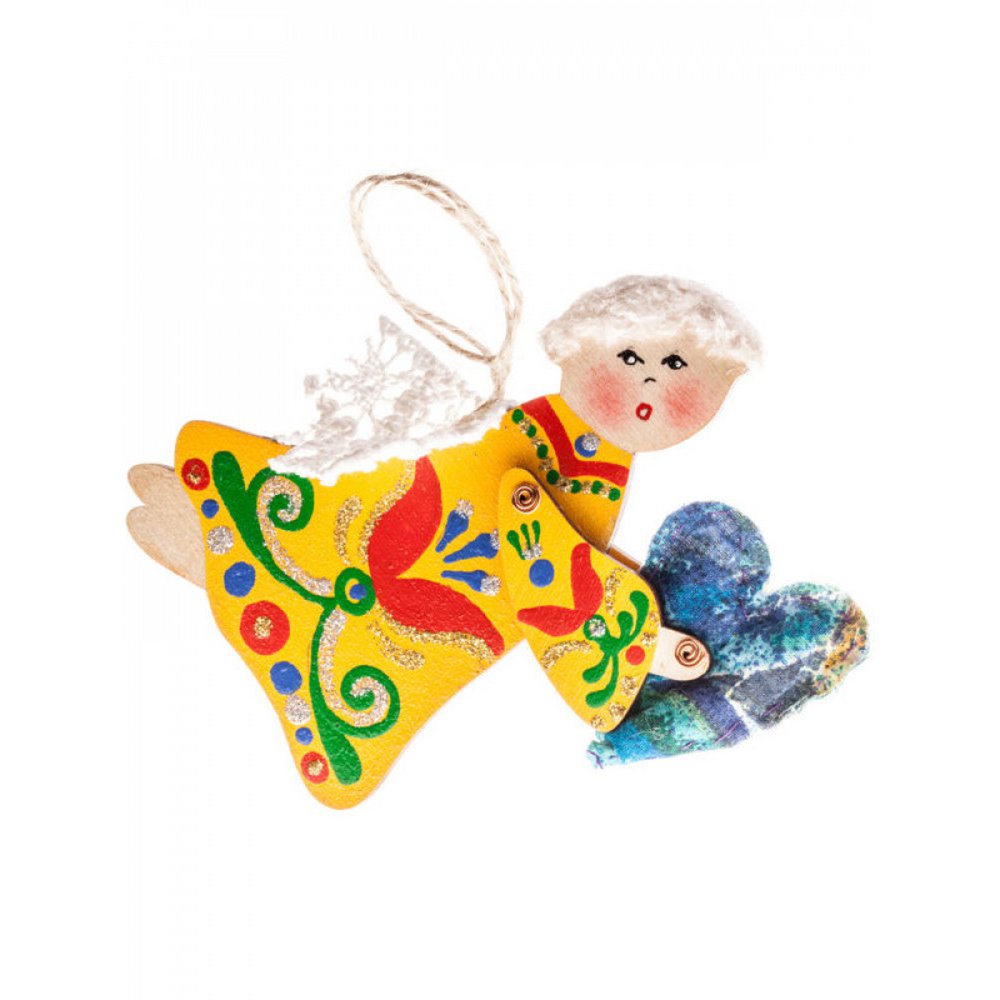 Little angel with heart which brings happiness (bright-yellow)