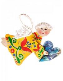 Little angel with heart which brings happiness (bright-yellow)