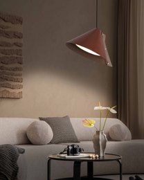Lampada a sospensione Silence M D40 cm in pelle riciclata