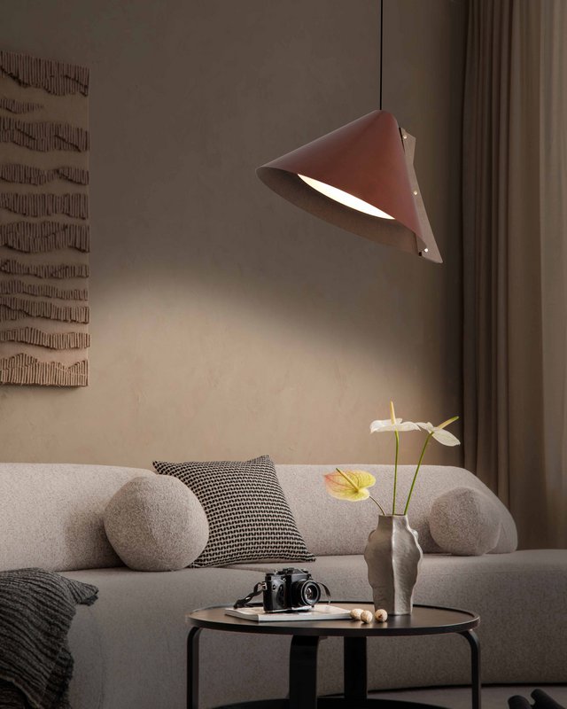 Lampada a sospensione Silence M D40 cm in pelle riciclata