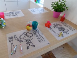 Wiederfärbbares Tischset Bakfiets Tulpen