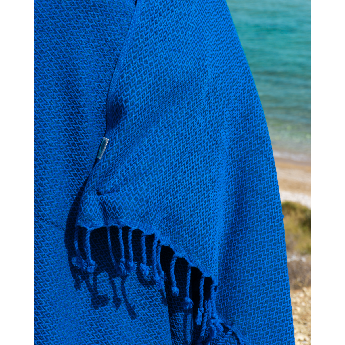 SAMOS Hamam-Badetuch aus Baumwolle – leicht – Blau / Marineblau – 180 x 100 cm