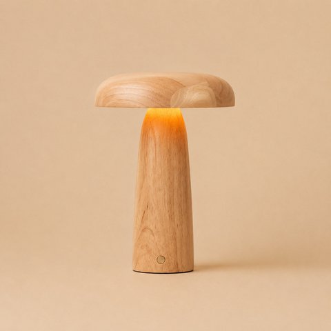 Lennart Light Brown Wooden Rechargeable Table Lamp