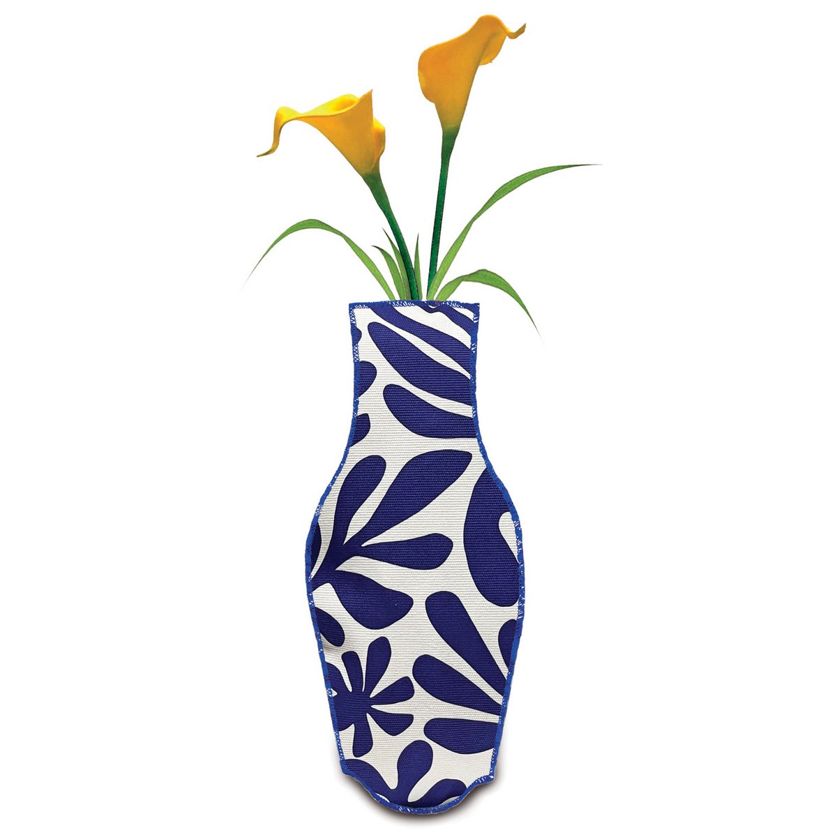 Florero de algodón blanco y azul