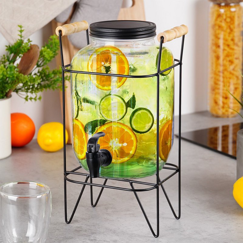 Dispenser med hanen og stå sort 4,2 L