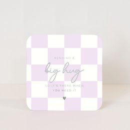  Postcard with a holographic design and the text "Sending a big hug" in a cursive font. The postcard is part of the Friendship Cards category.