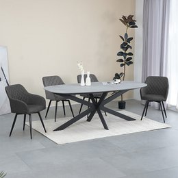 Frazer Diamond Swivel Chairs [Set of 2] [Grey] [Faux Leather]