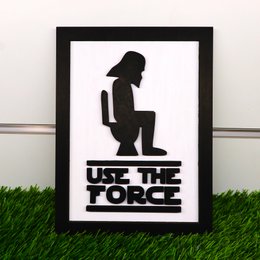 Segnale di arredamento per bagno divertente - Umorismo del bagno Darth Vader - Usa la targa della parete in legno della Forza - Regalo di fantascienza