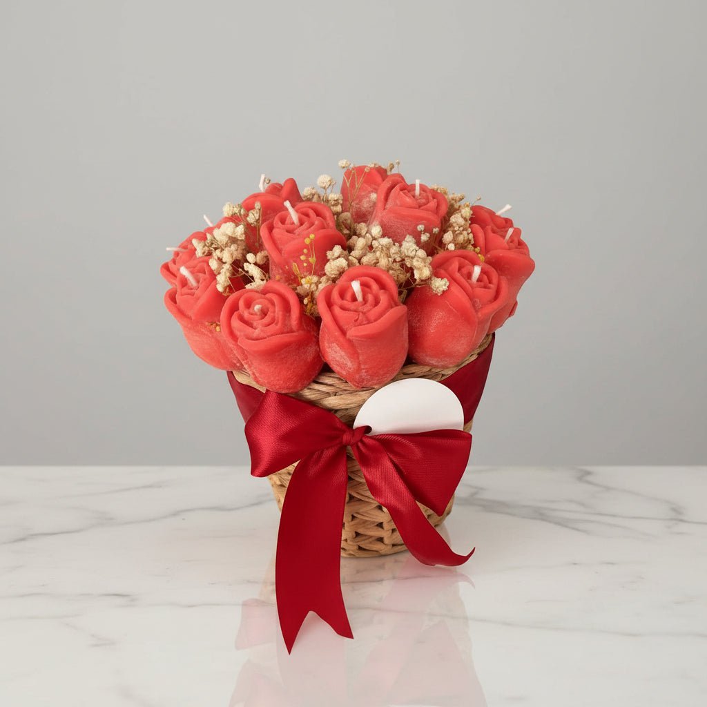 Bouquet de bougies roses – Cadeau parfait (poivre rose et rose)