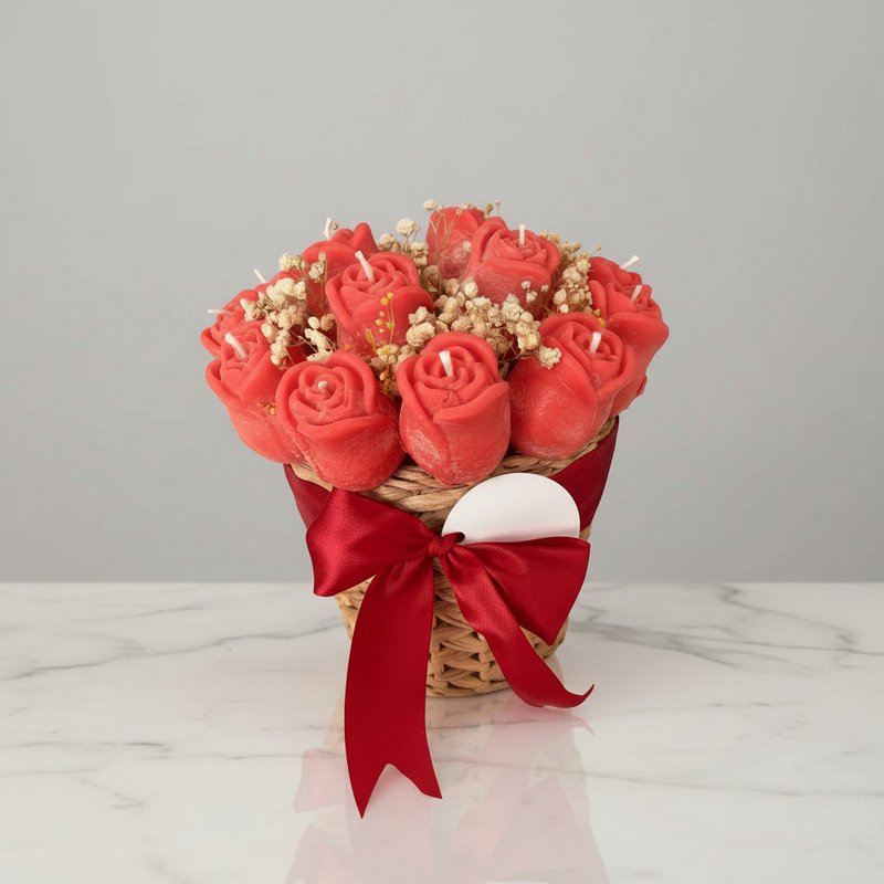 Bouquet de bougies roses – Cadeau parfait (poivre rose et rose)