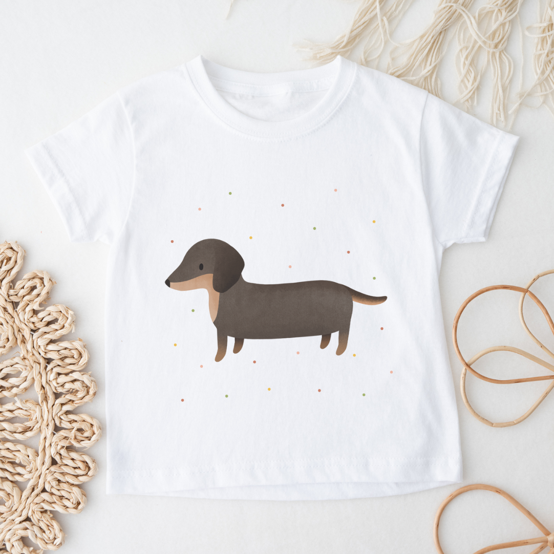 T-Shirt Enfant Dackel BIOBAUMWOLLE - Chemise Niedliches Hunde für Kinder - Chemise Enfant