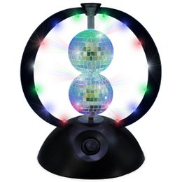 Roterende Spejl Disco Kugle Sort - LED Lys - Festbelysning - Disco Lampe - Til Børn