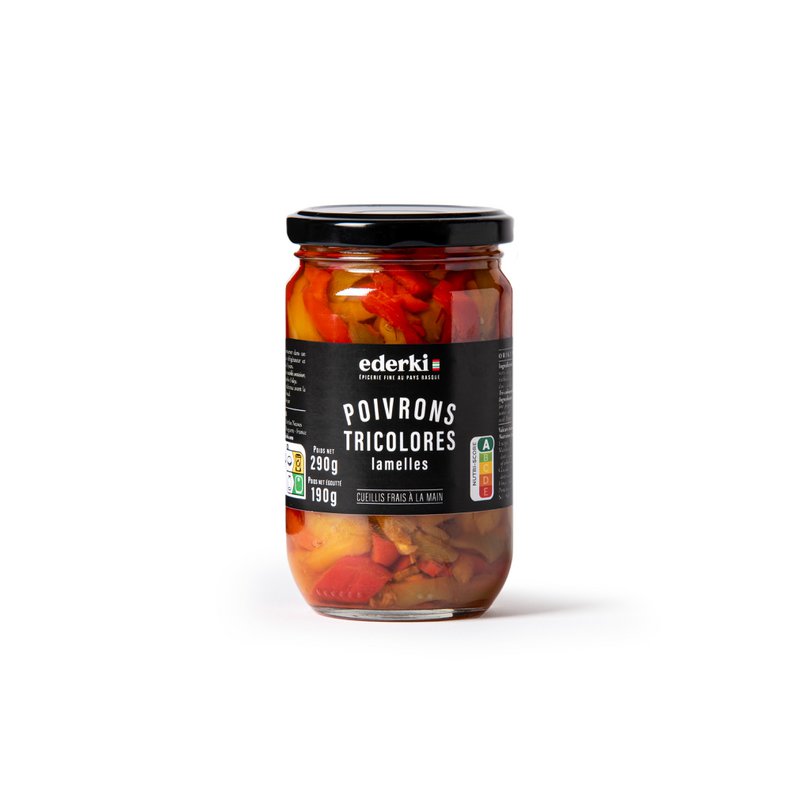 Driekleurige paprika's in reepjes 290g