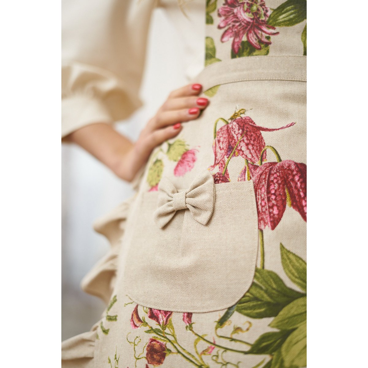 Demi-tablier pour femme mélange de poly-coton, imprimé | Botanique