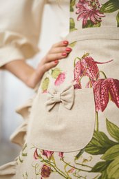 Demi-tablier pour femme mélange de poly-coton, imprimé | Botanique