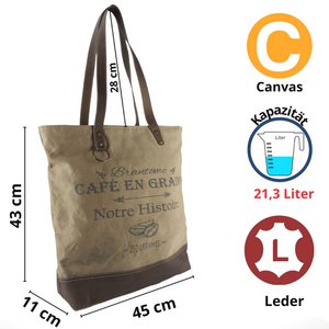 Sunsa Damen Handtasche. Schultertasche aus Canvas ( Segeltuch) & Leder. Tasche in Vintage Retro Stil. Große Shopper Damentasche als Weekender Bag.