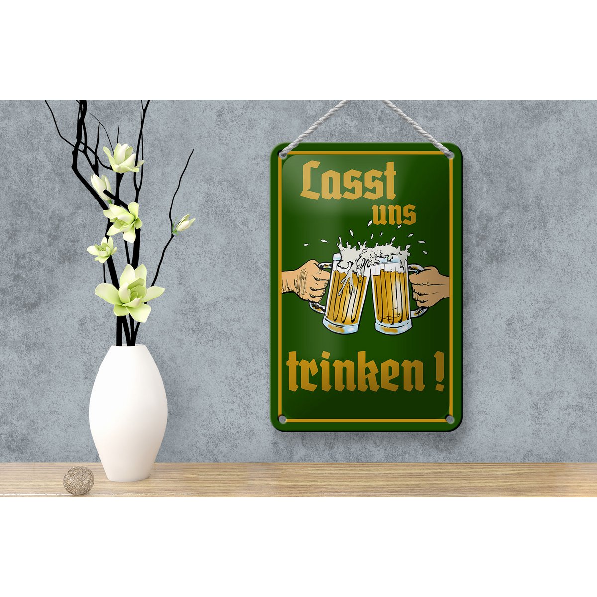 Tin sign alcohol 12x18cm beer let's drink glasses decoration