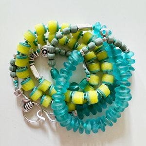 PALMIRA versatile yellow and aqua necklace
