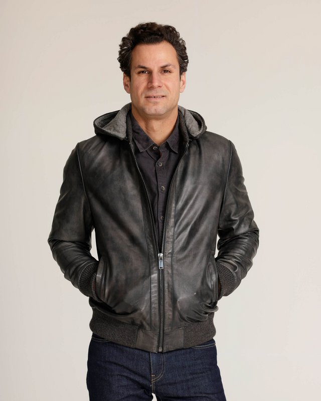 York │ Leather Moto Jacket with Hoodie