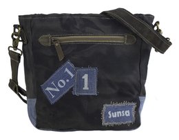 Bolso Bandolera Sostenible Mujer Sunsa. Cartera hecha de jeans reciclados y lona (canvas). Bolso bandolera con forma de mensajero. Bolso bandolera de estilo vintage. Bolso bandolera grande para mujer.
