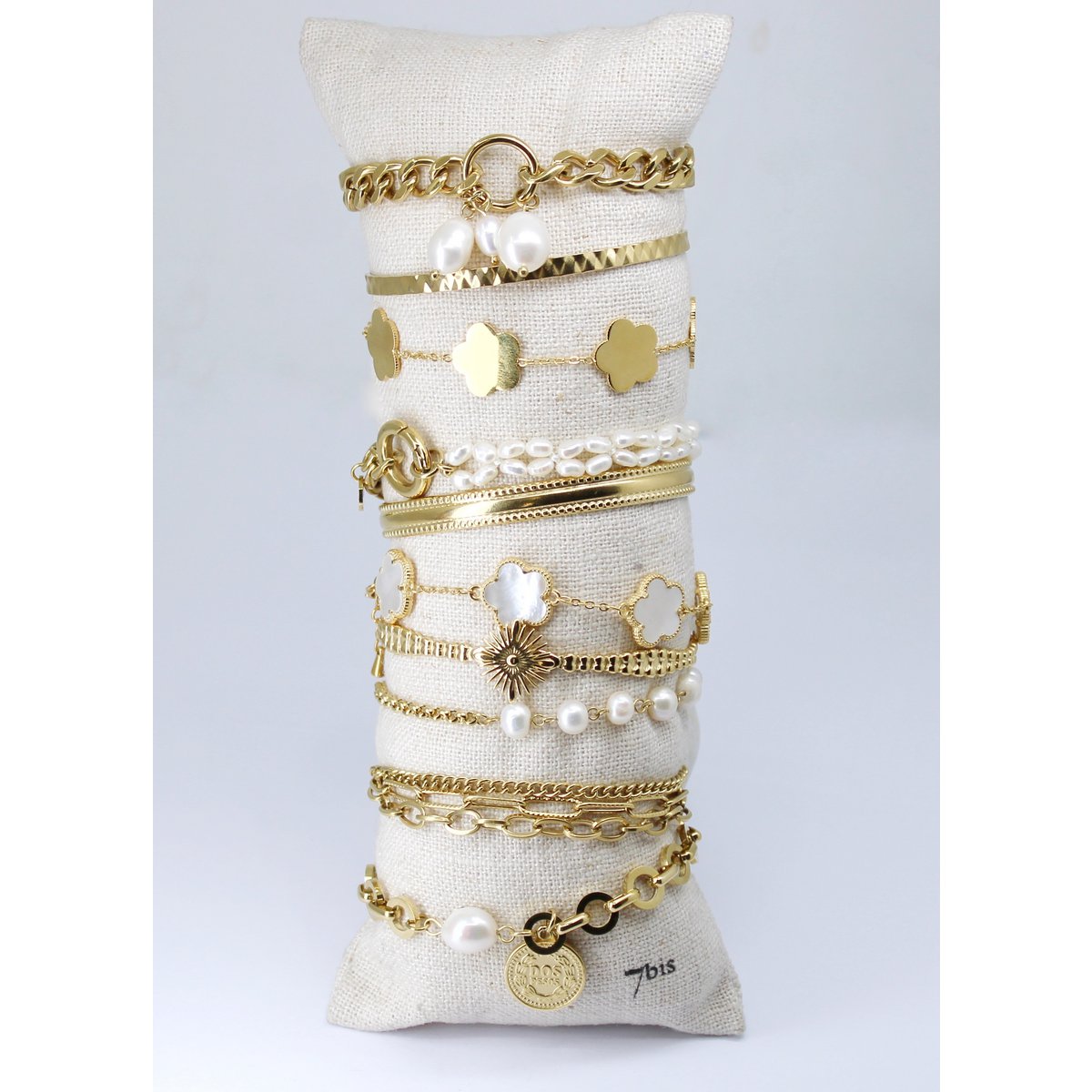 Kit best seller 10 bracelets en acier doré et blanc Noël