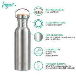 Thermosflasche aus Edelstahl | Trinkflasche, doppelwandig, vakuumisoliert | 1000 ml