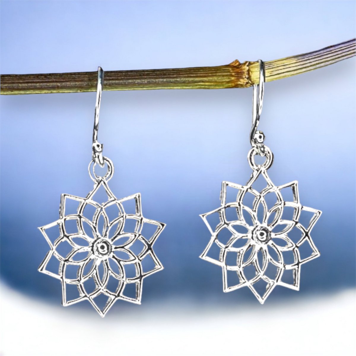 Magische oorbellen van 925 sterling zilver met mandala-motief - hoogwaardig sieraad - OHR925-120
