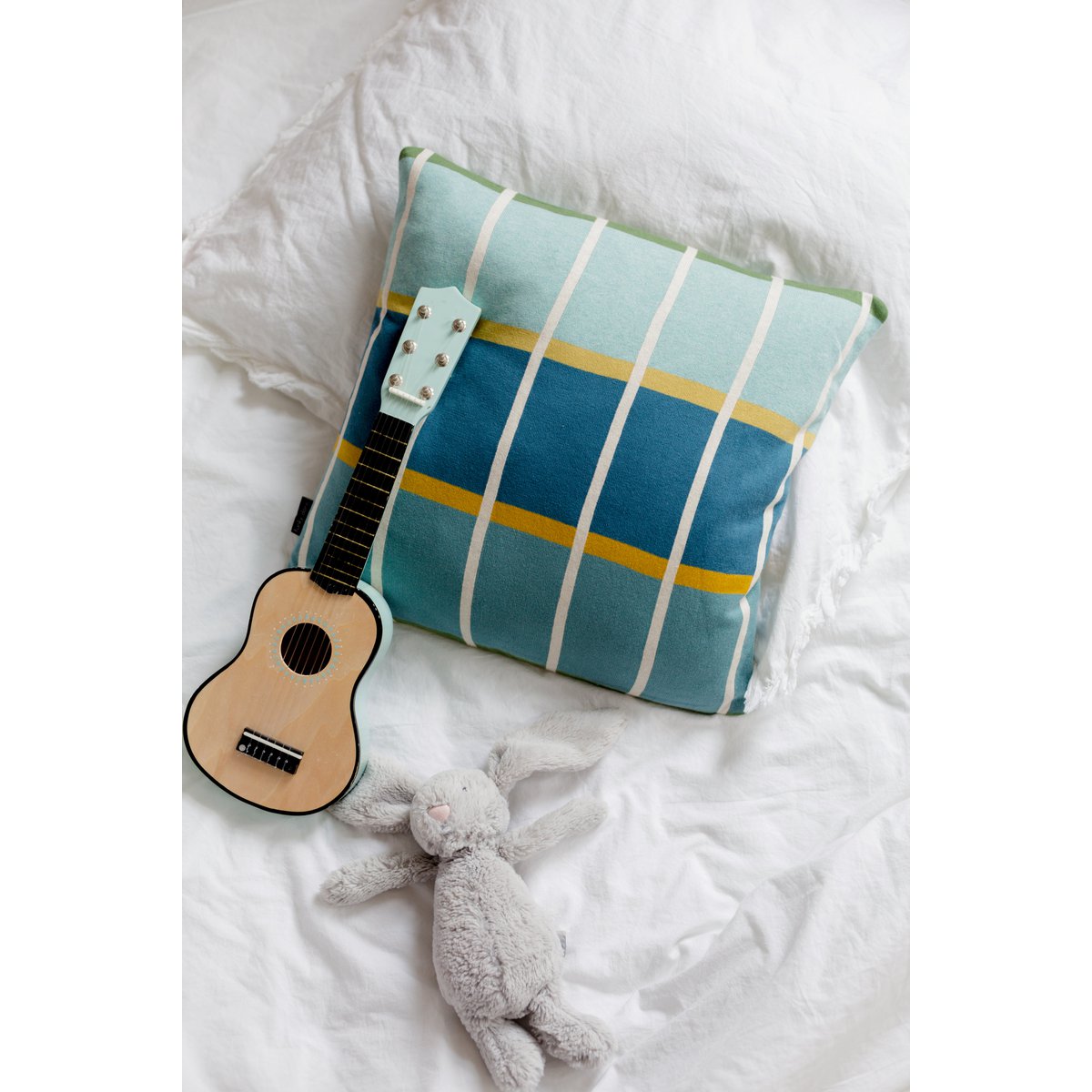 Alvin Pillow Blue, suave algodón de punto jacquard