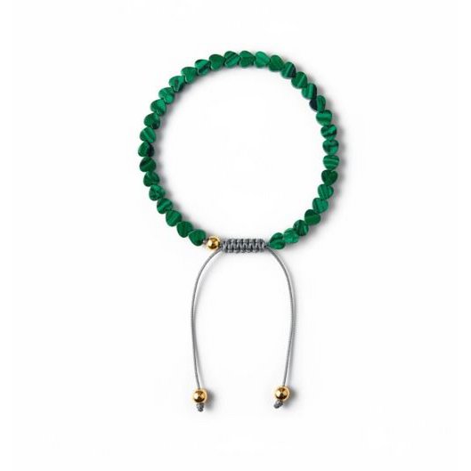 Women's bracelet Malachite 4 mm hearts